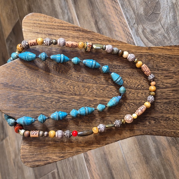 Unbranded Jewelry - Vintage Beaded Necklaces, Paper, Clay, Wood, Etc. Set of 2